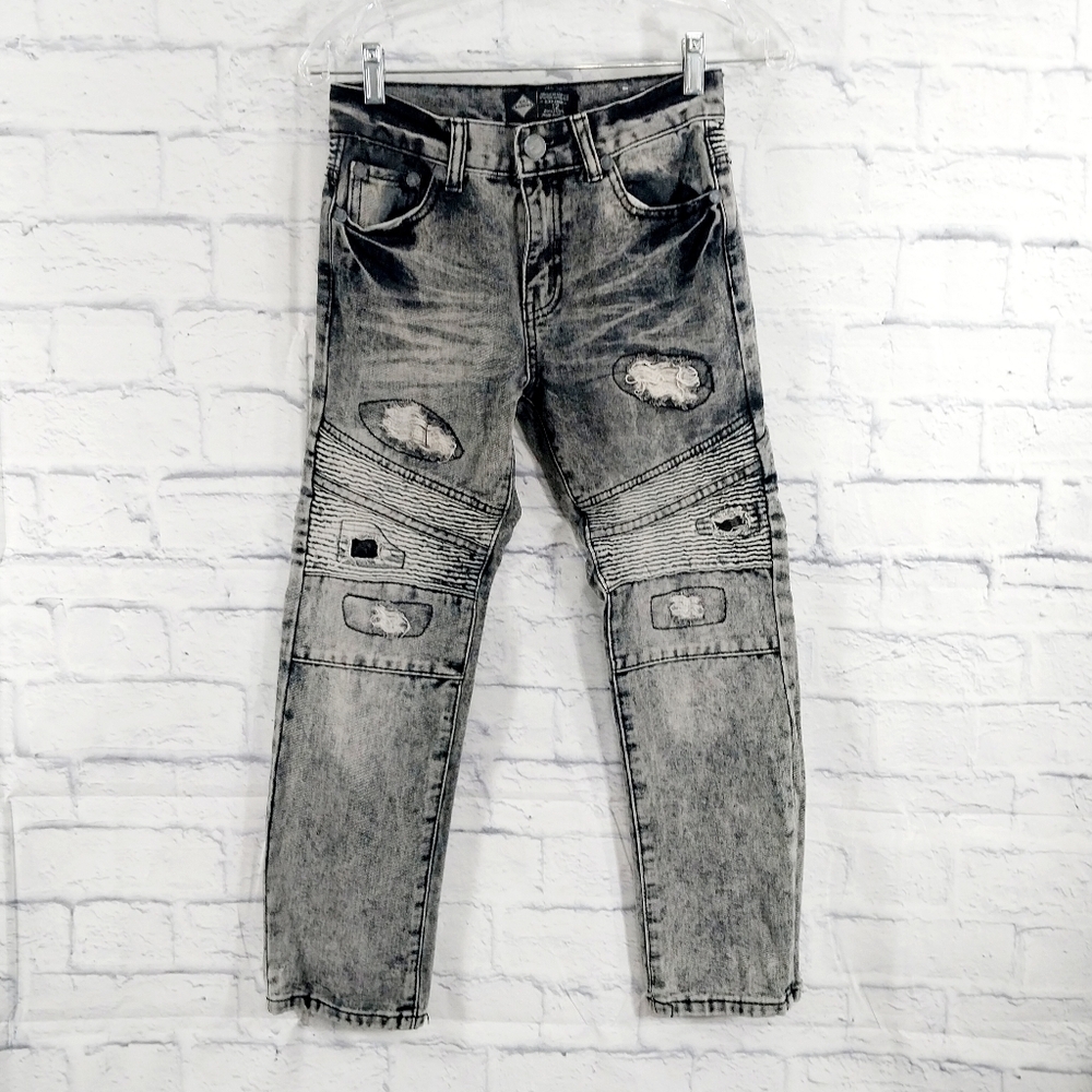 🔵BOGO FREE🔵 Road Narrows Jeans Distressed Denim Black Gray Boy's Sz 12